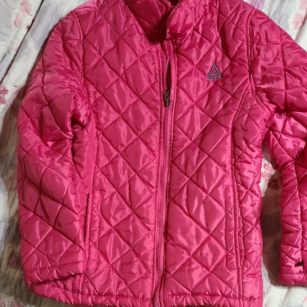 Reebok Kids Pink Puffer Jacket Lightweight Quilted Design